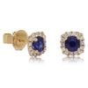 18ct Yellow Gold Sapphire & Diamond Peony Earrings - Walker & Hall