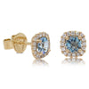 18ct Yellow Gold Aquamarine & Diamond Peony Earrings - Walker & Hall
