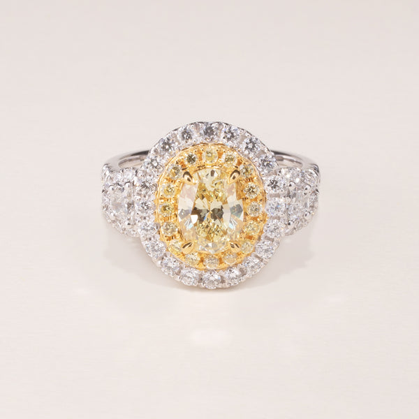 18ct White & Yellow Gold 1.01ct Yellow Diamond Ring - Walker & Hall