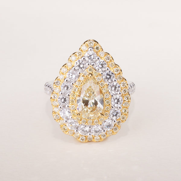 18ct White & Yellow Gold 1.04ct Yellow Diamond Ring - Walker & Hall