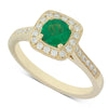 18ct Yellow Gold .58ct Emerald & Diamond Halo Ring - Walker & Hall