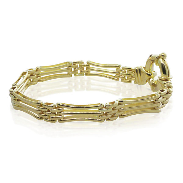 9ct Yellow Gold Concave Gate Bracelet With Bolt Clasp - Walker & Hall