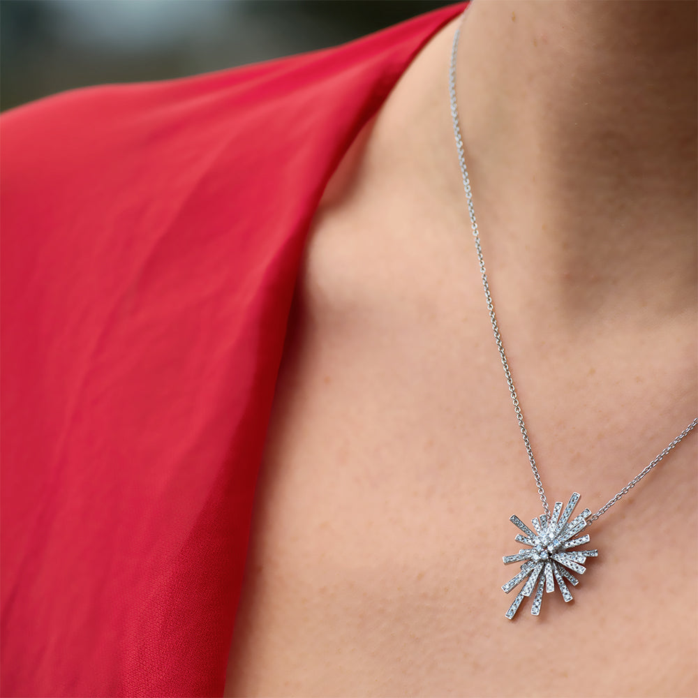 18ct White Gold .70ct Diamond Asteroid Pendant-Necklace-Walker & Hall