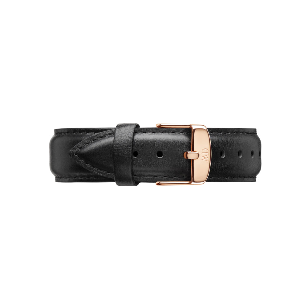 Horlogeband 20mm zwart leer | horlogebanden met korting