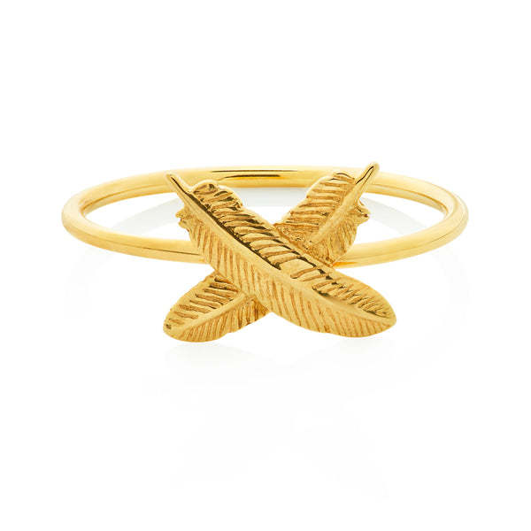 Boh Runga Feather Kisses Ring - Yellow Gold - Walker & Hall