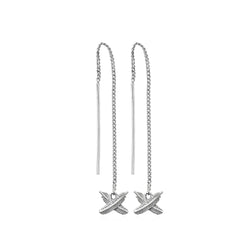 Boh Runga Micro Feather Kisses Thread Earrings - Sterling Silver - Walker & Hall