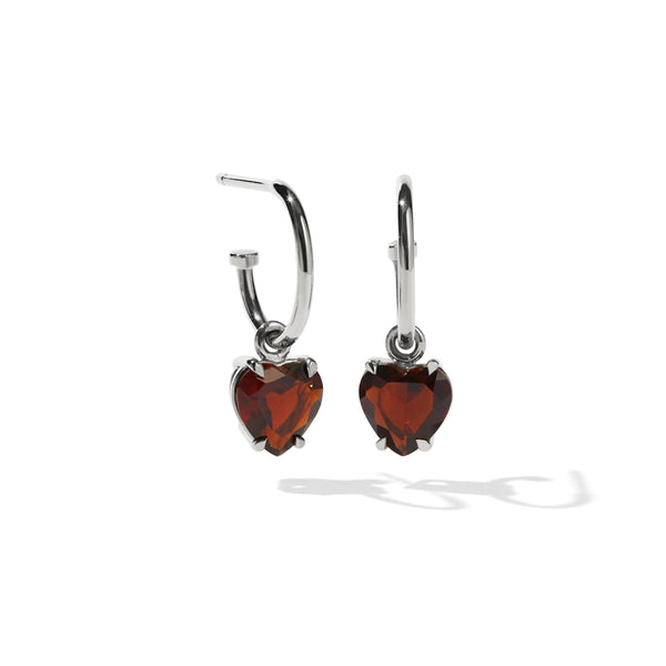 Meadowlark Heart Jewel Signature Hoop Earrings - Sterling Silver - Earrings - Walker & Hall