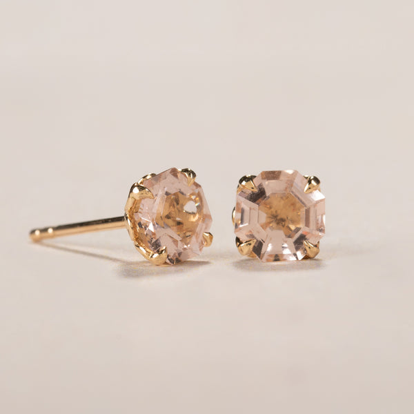 18ct Rose Gold Morganite Octavia Stud Earrings - Walker & Hall