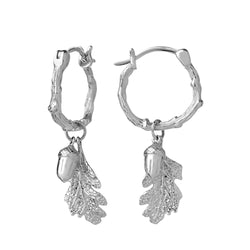 Karen Walker Acorn & Leaf Mini Hoop Earrings - Sterling Silver - Walker & Hall