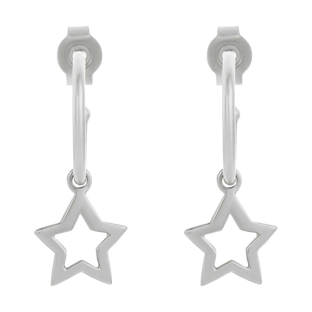 925 Sterling Silver Star Dangle Hoop Earrings Girls - Temu