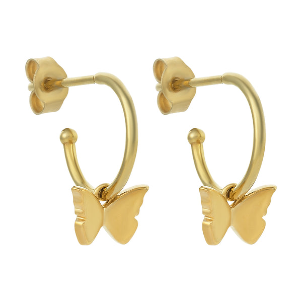 Karen Walker Butterfly Hoop Earrings - 9ct Yellow Gold - Earrings - Walker & Hall