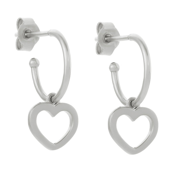 Karen Walker Heart Hoop Earrings - Sterling Silver - Earrings - Walker & Hall