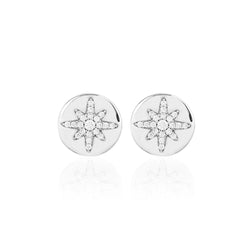 Boh Runga Starburst Button Stud Earrings - Sterling Silver & Cubic Zirconia - Walker & Hall