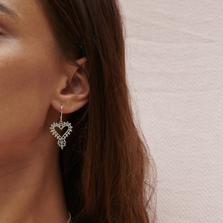 Zoe & Morgan Gypsy Heart Earrings - Sterling Silver-Earrings-Walker & Hall