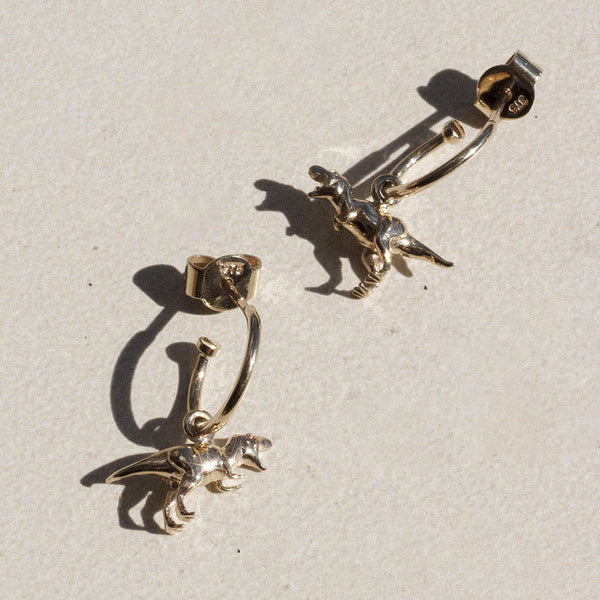 Meadowlark Dinosaur Signature Hoop Earrings - Gold Plated - Earrings - Walker & Hall