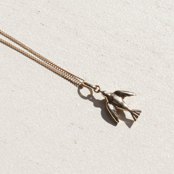 Meadowlark Dove Charm Necklace - Gold Plated - Necklace - Walker & Hall