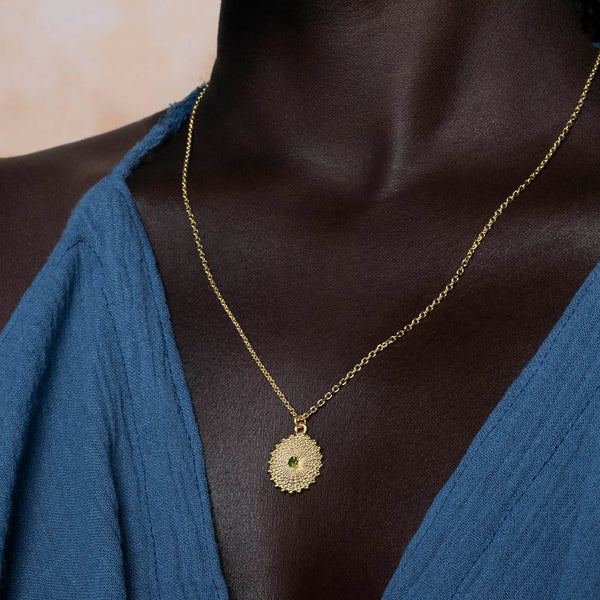Zoe & Morgan Helios Pendant  - Gold Plated & Chrome Diopside - Necklace - Walker & Hall