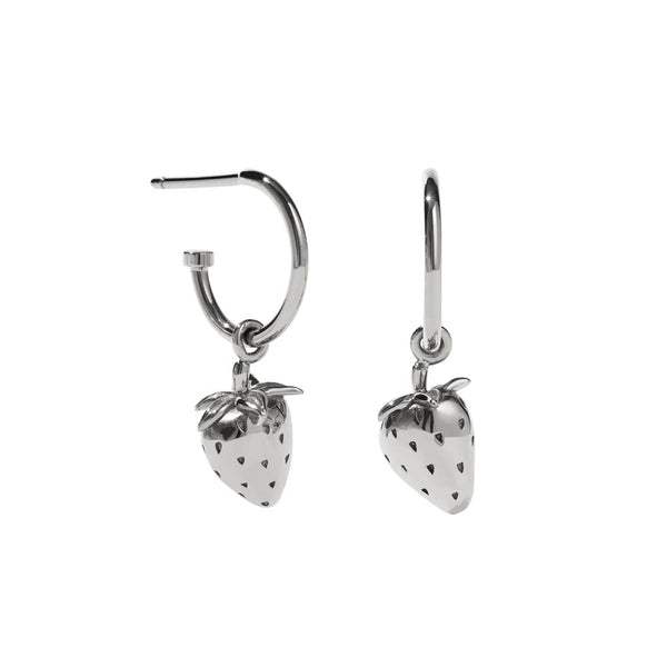 Meadowlark Strawberry Signature Hoop Earrings - Sterling Silver - Earrings - Walker & Hall