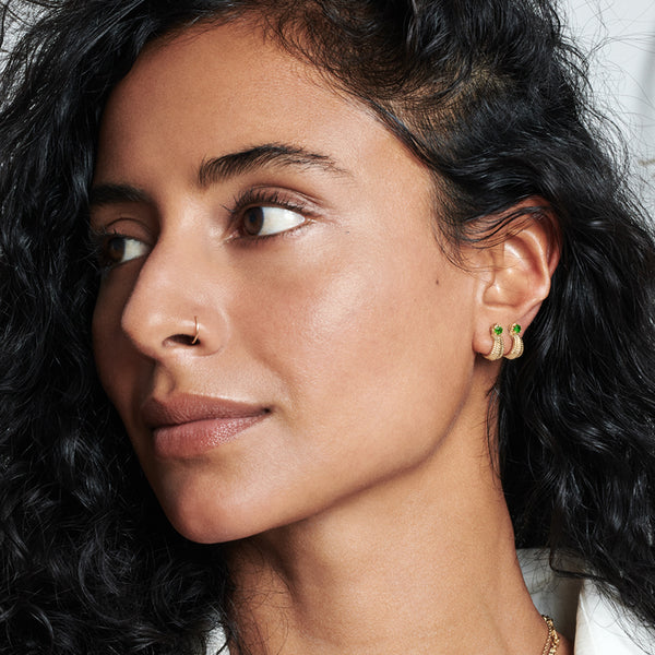 Zoe & Morgan Sundar Earrings - Gold Plated & Chrome Diopside - Earrings - Walker & Hall