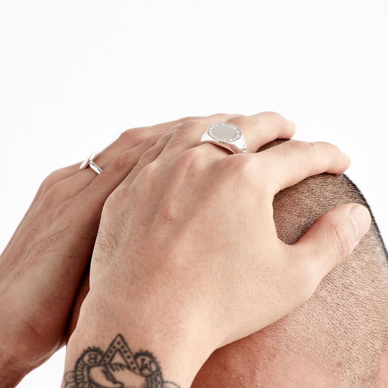 Stolen Girlfriends Club Text Logo Sovereign Ring - Sterling Silver-Ring-Walker & Hall