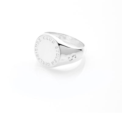 Stolen Girlfriends Club Text Logo Sovereign Ring - Sterling Silver-Ring-Walker & Hall